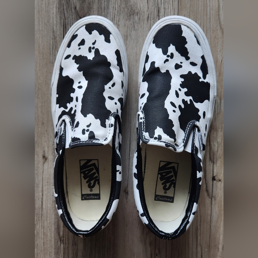 Vans customized womens platform cow print size 8